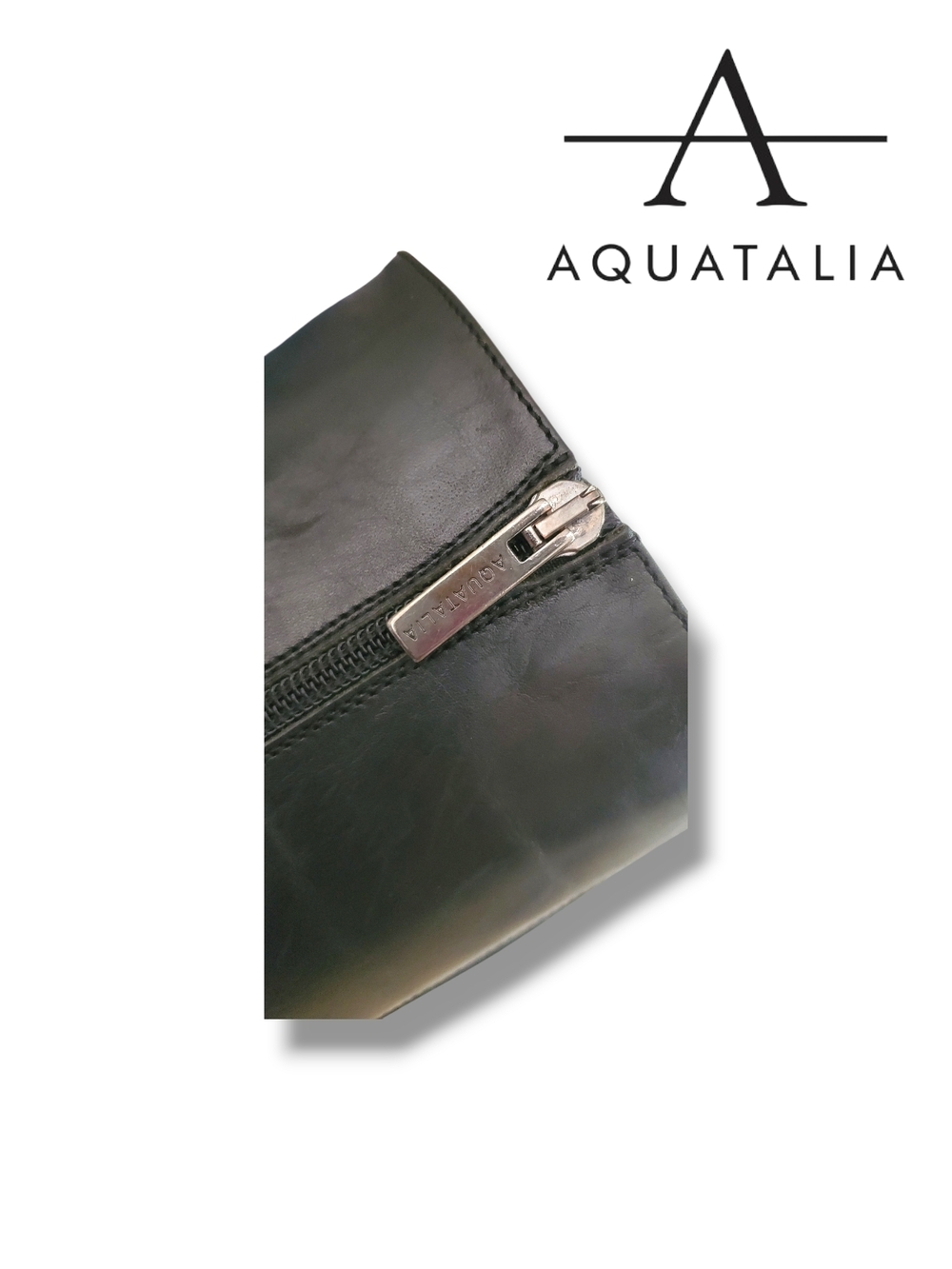 Aquatalia Geneva Calf Elastic Womens Black Leather Zipper Knee High Riding Boots - Picture 11 of 14